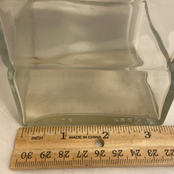 Vintage MCM Seagram clear Glass Square Liquor Decanter Etched logo cube Stopperq - Picture 15 of 16
